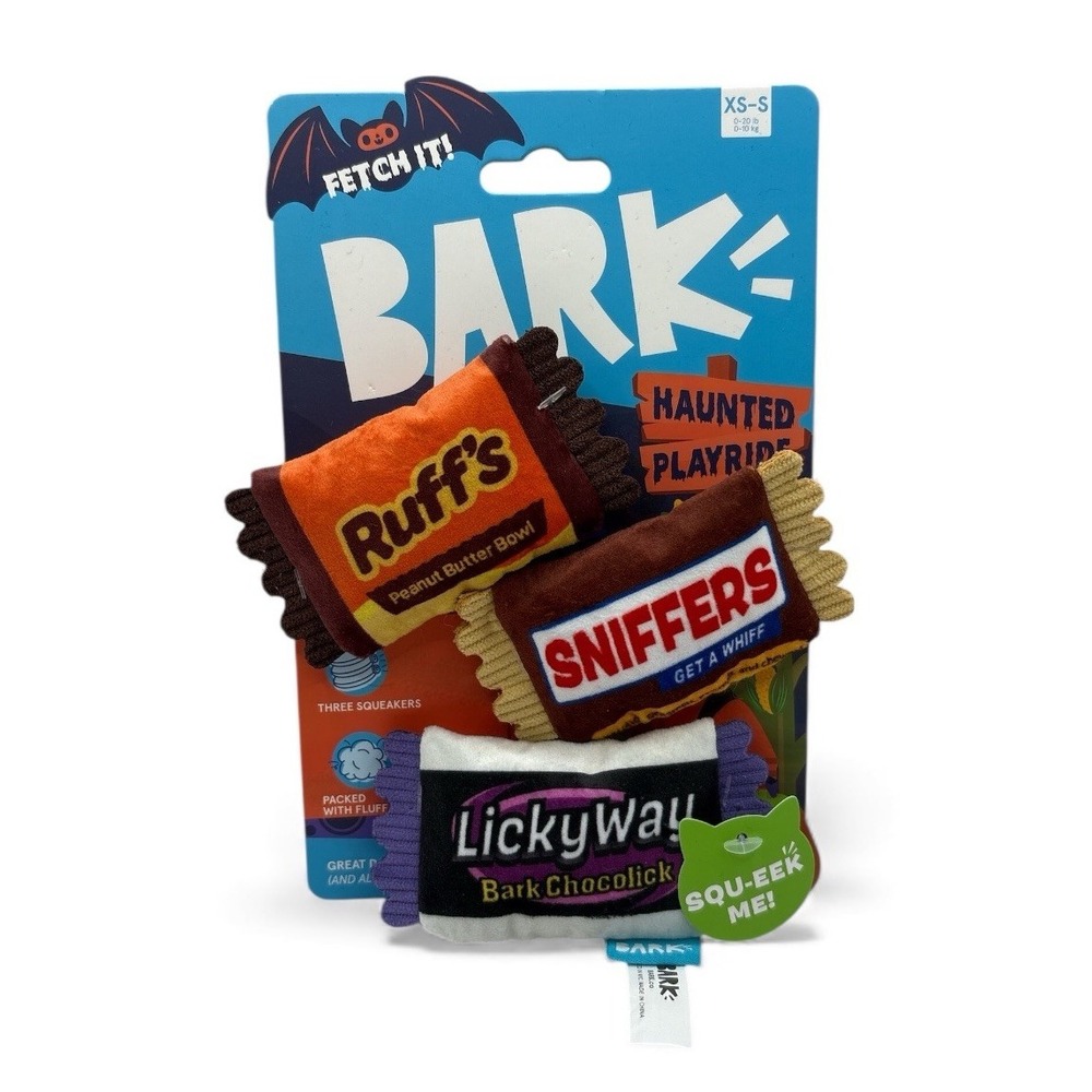 BarkBox Halloween Candy S/XS Squeaky Plush Crinkly Dog Toys 4x2"